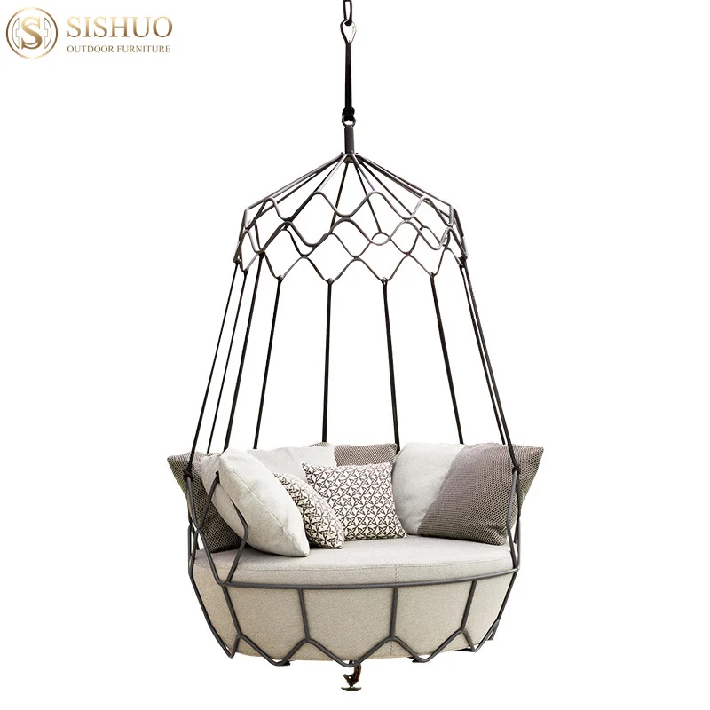 Modern garden furniture patio egg chair swing hanging hotel home outdoor swing bed