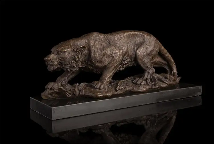Indoor Decoration Bronze Tiger Statue Wild Animal Tigress Sculpture Chinese Zodiac Copper Figurine Statuette Business Gift