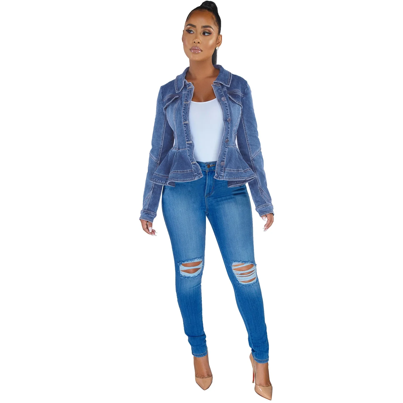 Новые поступления, женские топы, повседневная одежда, женская джинсовая куртка на заказ 2021, оптовая продажа для дам