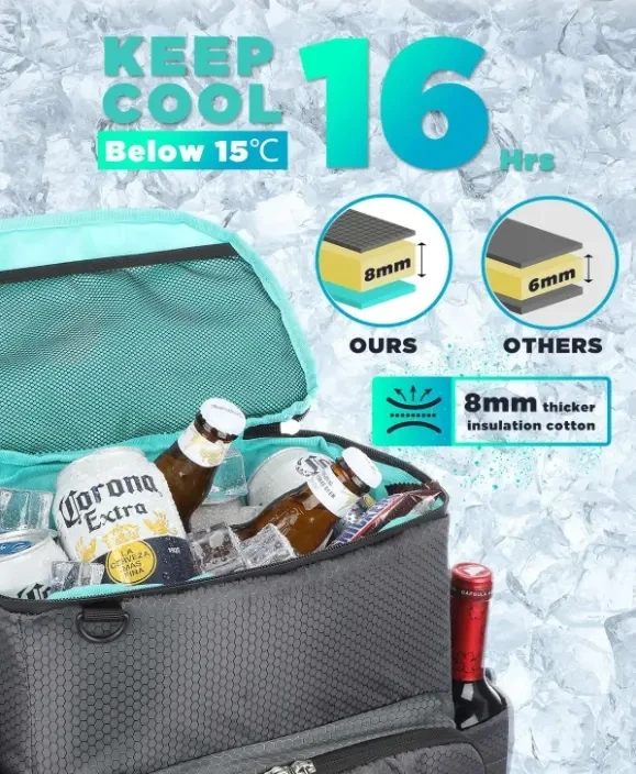 Cooler Backpack Black Insulated Backpack Cooler Bag 28L Lunch Picnic Backpack With Custom Logo Printed Beer Cooler Bag