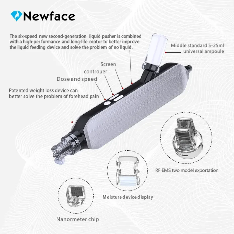 NewFace No Needle Free Meso Therapy Gun Machine Painless Skin Lifting Whitening EMS RF Nano Mesoporation Injector Equipment