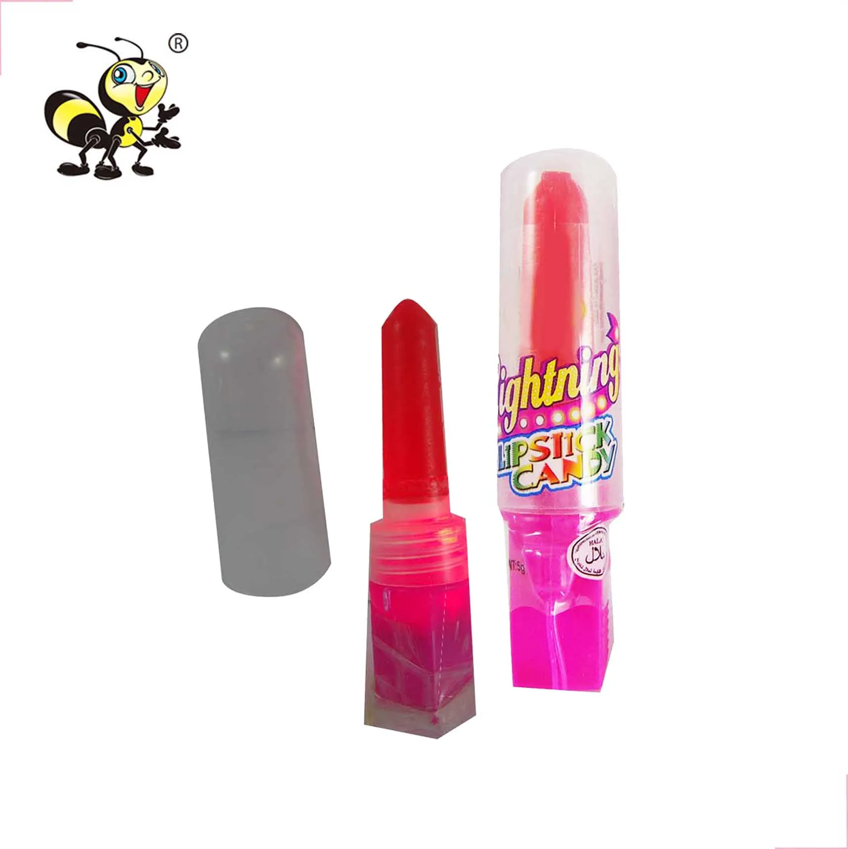 Customized Lipstick Shape Fruit Flavor Led Lollipop