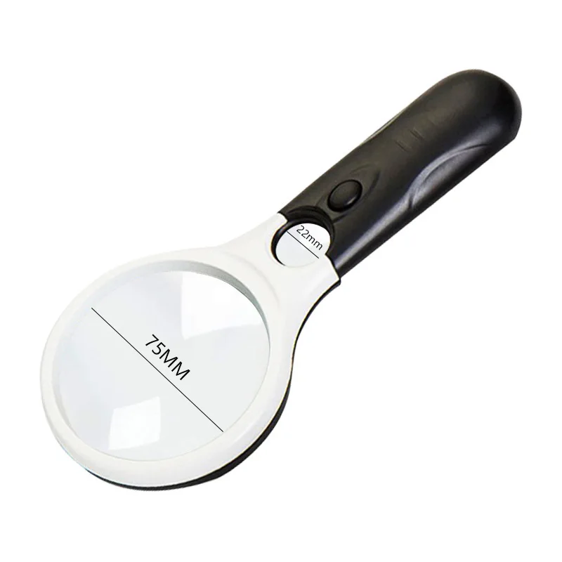 Science 3X Handheld LED Magnifier Black Light Battery Lighting Reading Magnifying Glass