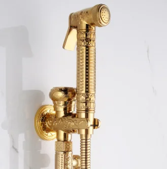 ABS Portable Glod Toilet Wall Mounted Mixer Shattaf Bidet Shower Sprayer