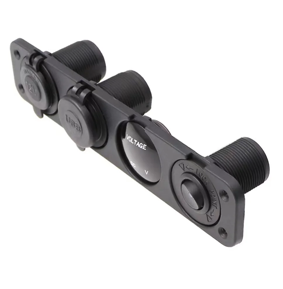 Manufacturers direct sales high-end 12v waterproof digital voltmeter switch dual USB 4 groups charger with LED indicator light