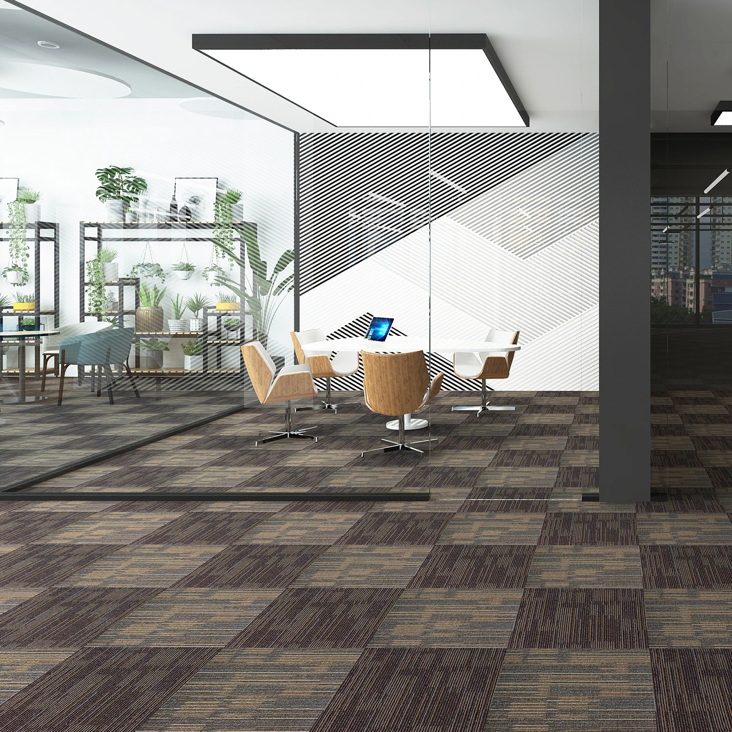 100% PP Modern Designed Commercial Modular Office Carpet Tile Flooring