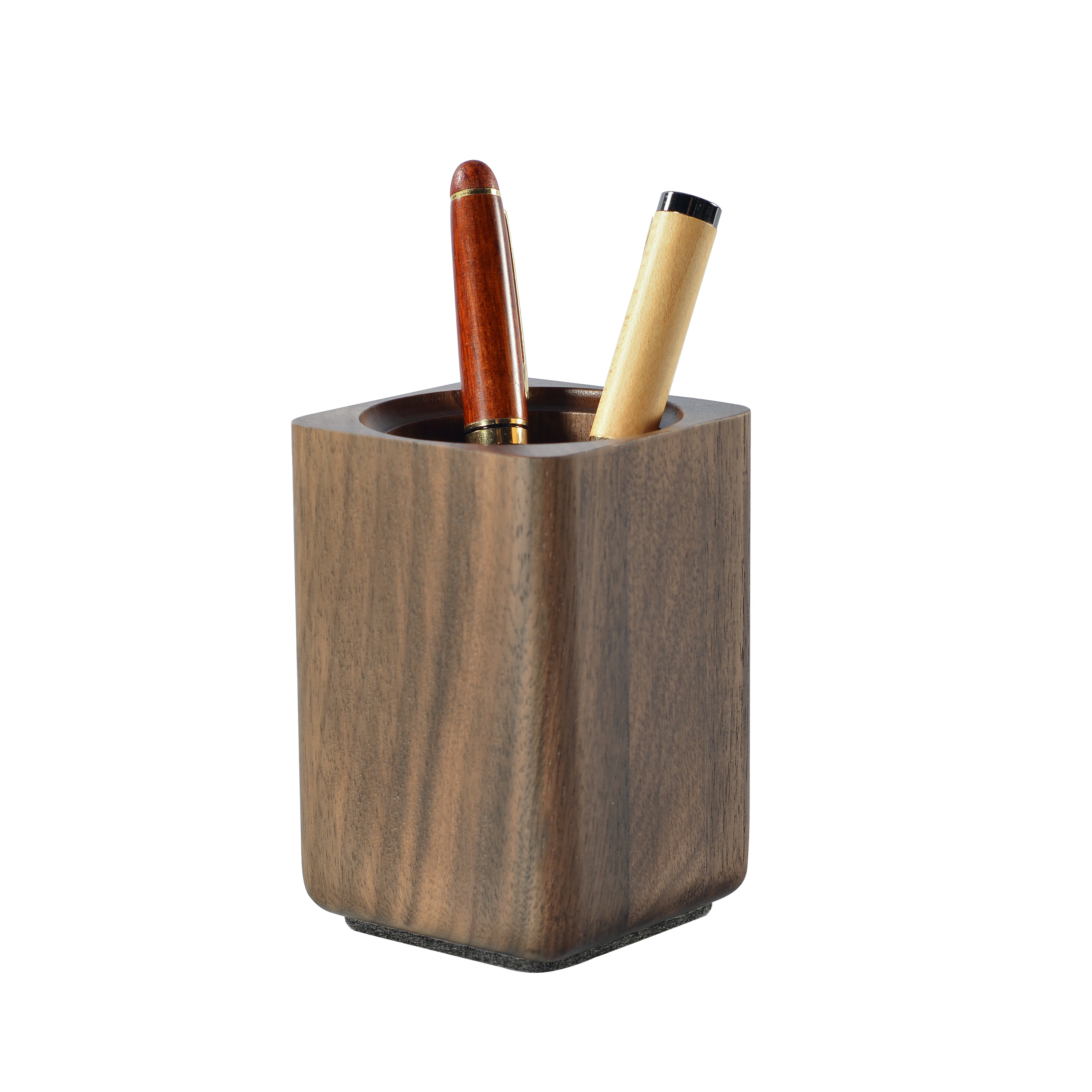 Best Selling Desktop Office Bamboo Wood Organizer Multipurpose Bamboo Wood Square Pen Holder Storage Containers