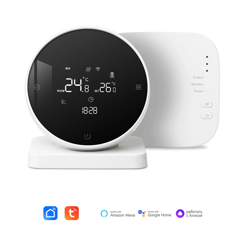 RF wireless Tuya WiFi thermostat free potential dry contact gas boiler heating thermostat