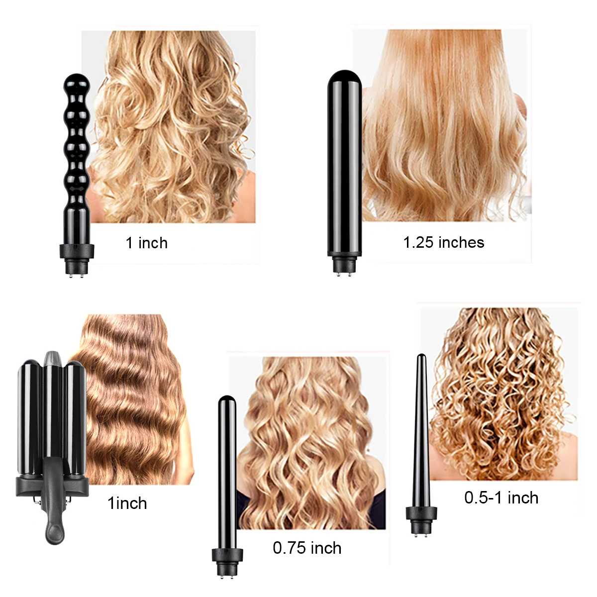 curling wand with 5 Attachments Ceramic interchangeable Hair Curler magic curl tongs hair curling iron curler wand