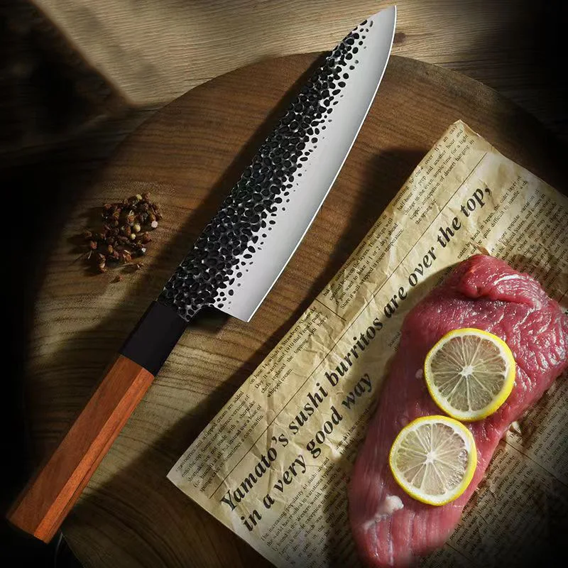 FINDKING 8-Inch Professional Chef Knife 9CR18MOV 3-Layer Clad Steel with Octagon Handle High Quality Kitchen Kuchenmesser Metal