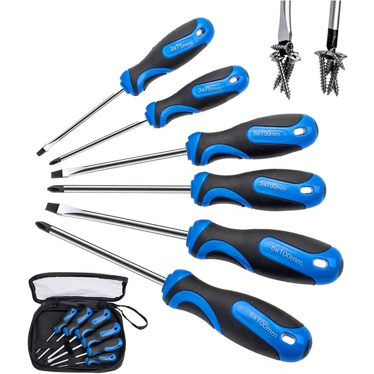 YTH 6pcs Soft Grip Handle phillips Magnetic Screwdriver Tool Set Screwdriver Set