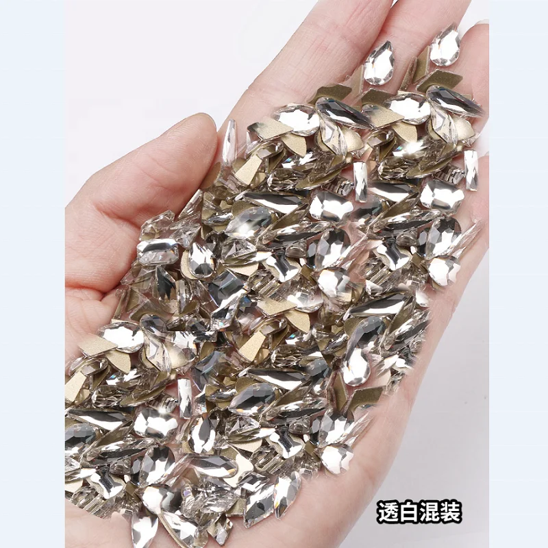 Diamond Different Shape Glitter Crystal Clear AB Mix Size Rhinestone Glass Stone Nails Decoration 3D Stamping Art Nails