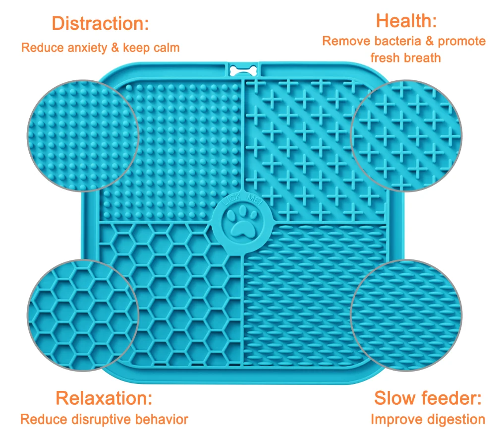 Custom Dog Lick Mat Silicone Lick Pad Anxiety Relief Slow Feeder Dog Bowls with Suction Cups