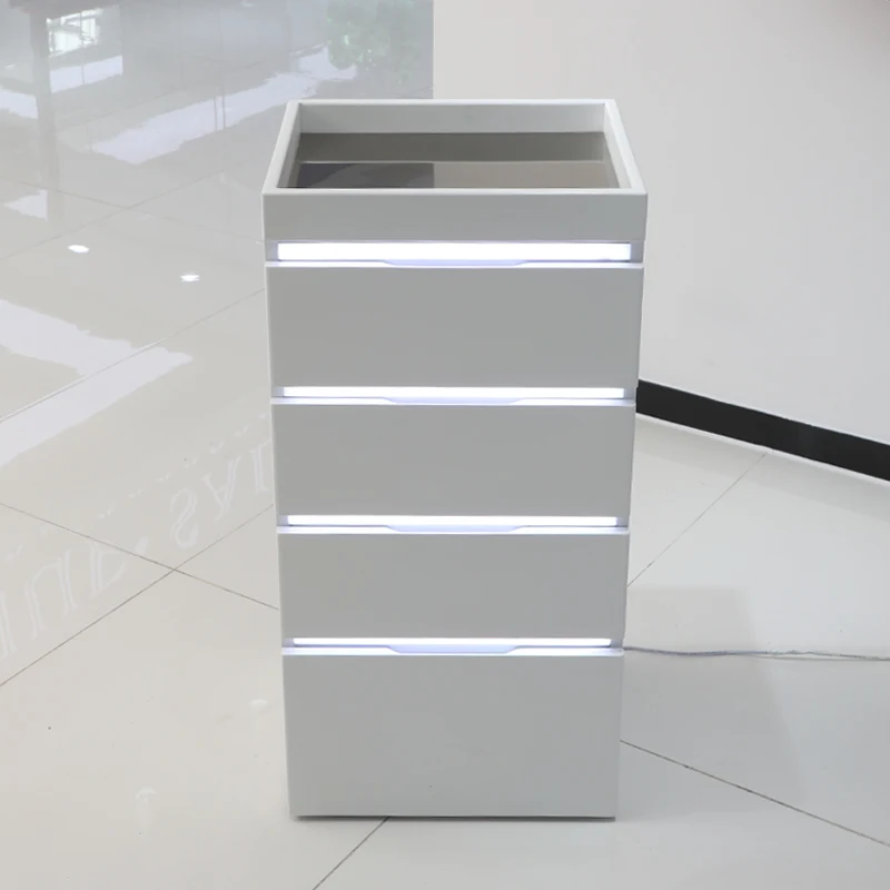 Light Luxury barber tool box cabinet 4-level storage professional hairdresser White hairdresser trolley for beauty salon