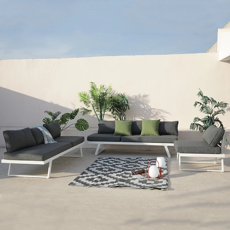 Современная мебель для сада модульная алюминиевая подушка для отдыха на открытом воздухе диван набор