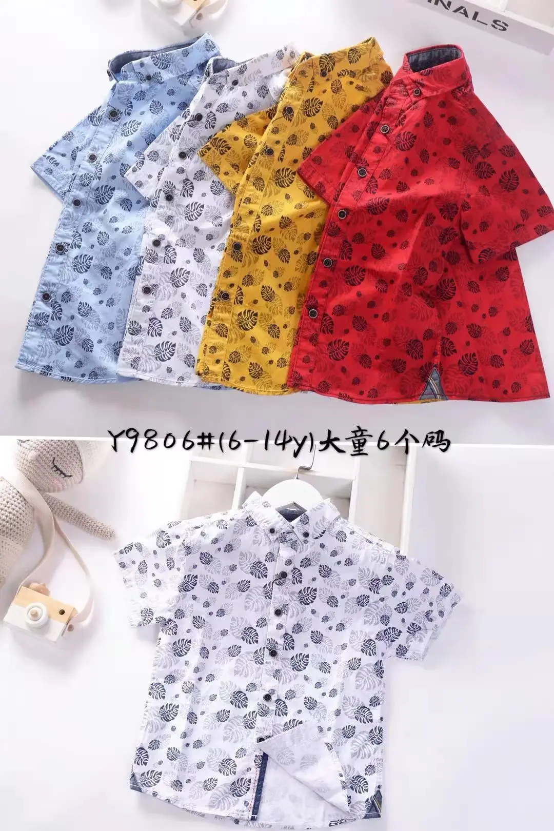 New Fashion Children Tops Casual Short  Sleeve Cotton Boys Plaid Shirt