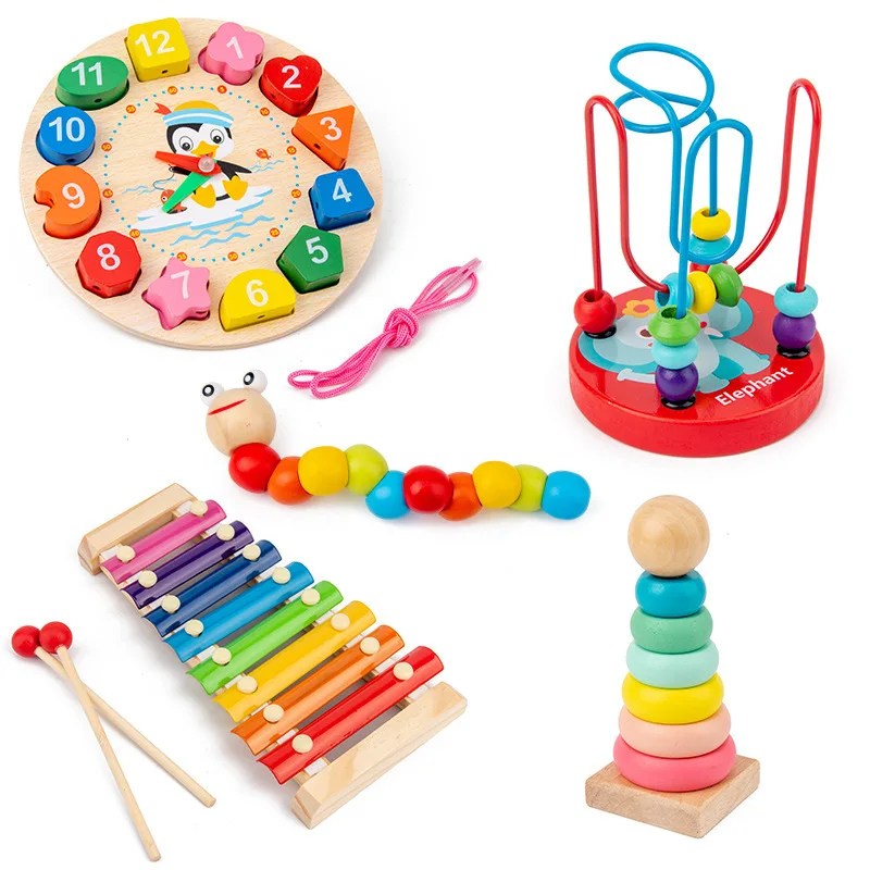 Baby Wooden Mini Circles Bead Wire Maze Roller Coaster Abacus Puzzle Toy Kids Boys Girls