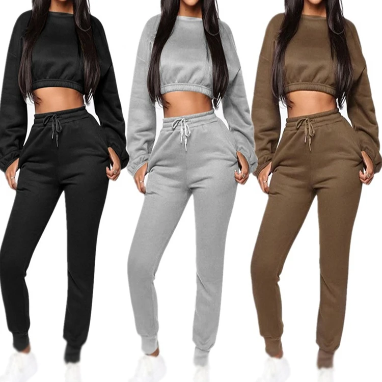 
New arrivals autumn brown elegant women two piece set manufacturer 