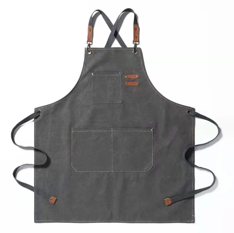 Custom Waterproof Oil-proof 100% Cotton Canvas Cooking Kitchen Aprons For Men