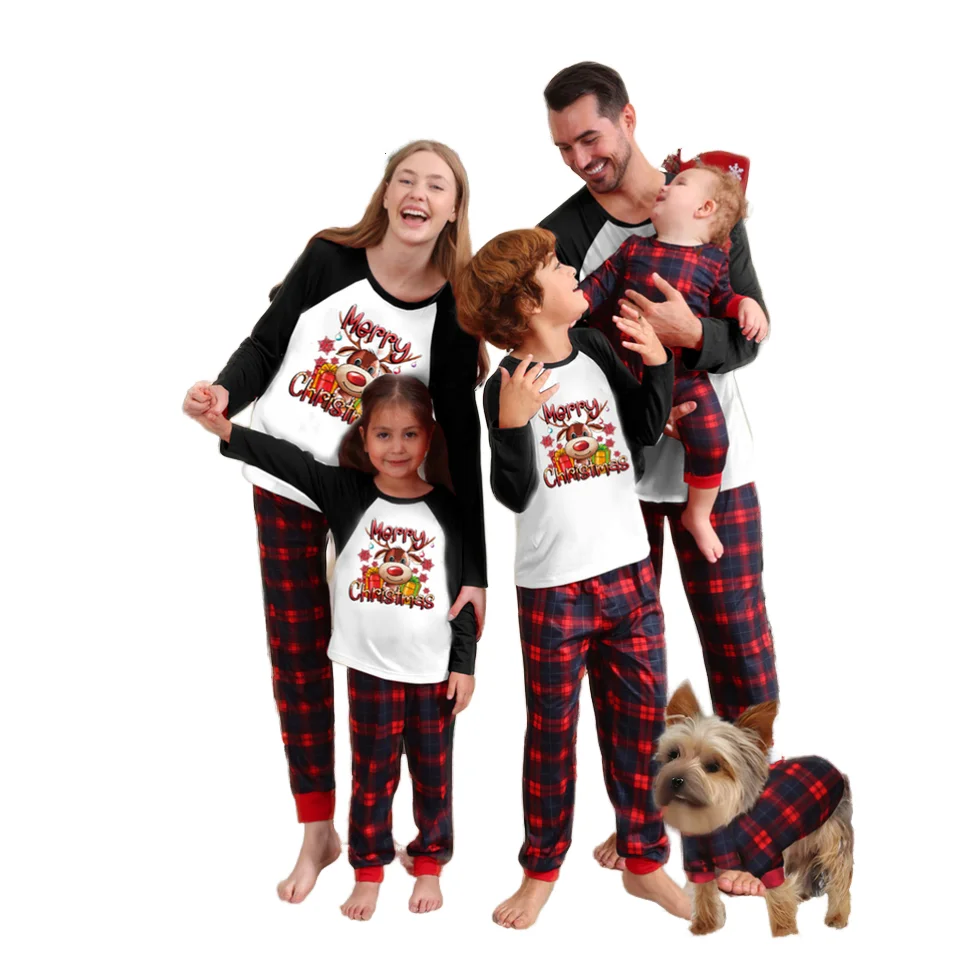 Custom Christmas Family Matching Pajamas Set Kids Boys Girls Sleepwear Home Wear Plus Size Option for Children