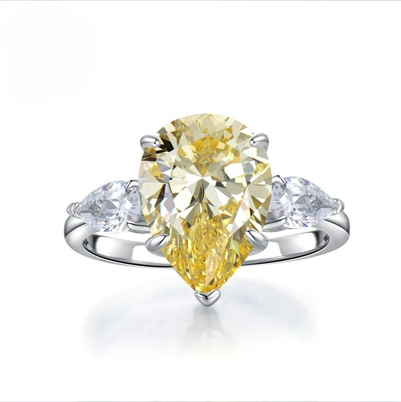 SPJ Sparkle 5A CZ Cubic Zircon 10*14mm 925 Pear Cut Teardrop Diamond Jewelry 925 Silver Wedding Sterling Silver Engagement Rings