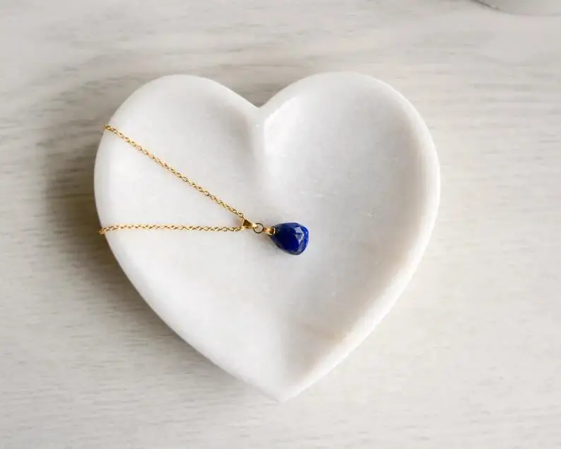 Simple Fashion Natural Stone Powder/Amethyst Pendant Necklace Gold Plated Natural Stone Crystal Necklace Faceted Drop Shape