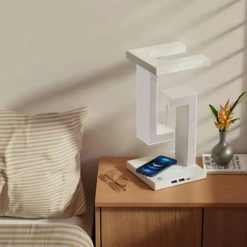 Wireless Charging Mobile Phone Anti Gravity Led Reading Desk Lamp Home Decor Smart Table Lamps Magnetic Levitation Bedroom 2024