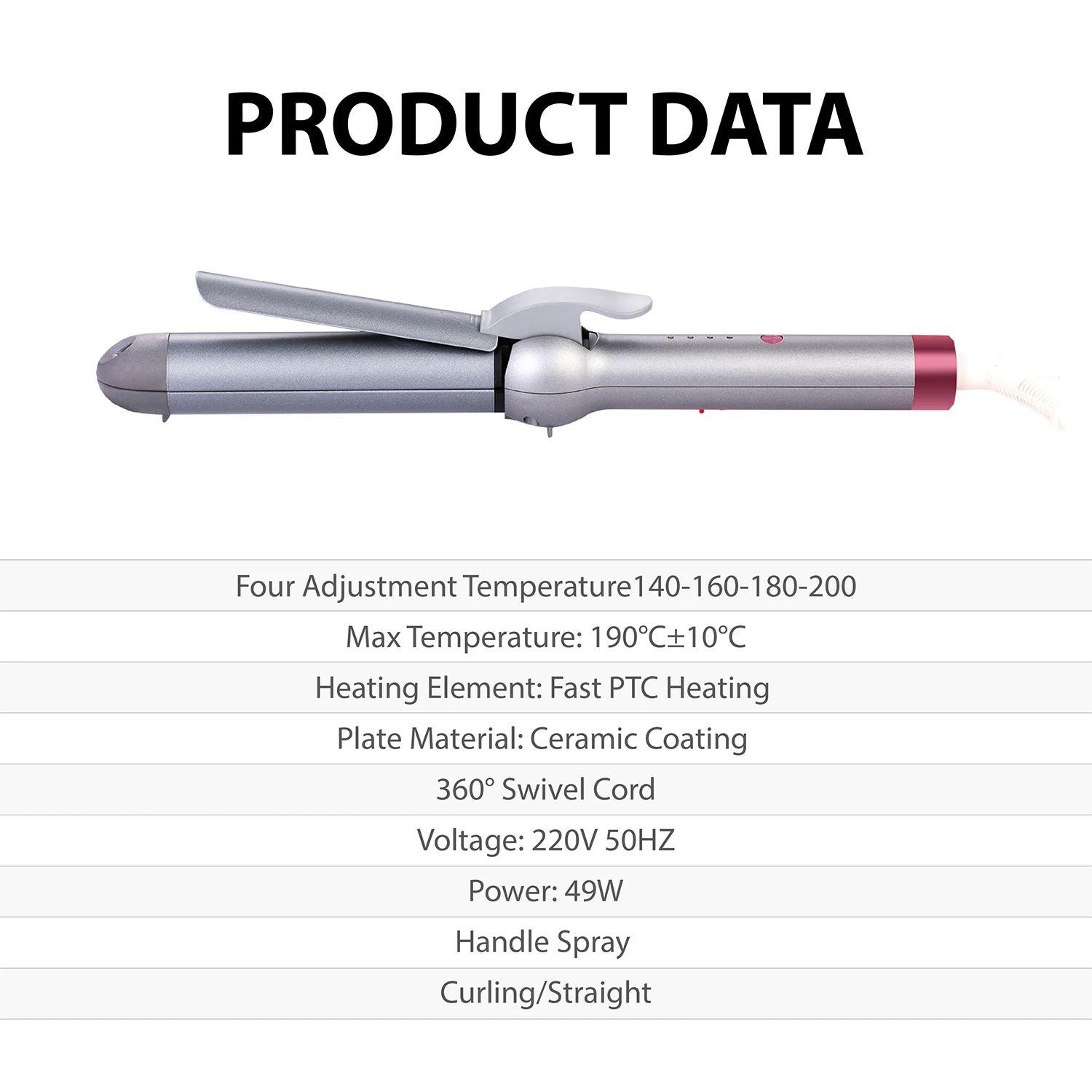 Tinx Wholesale Personal Customized  2 in 1 Ceramic Hair Curler Multi-temperature Degree Hair Straightener and Curler