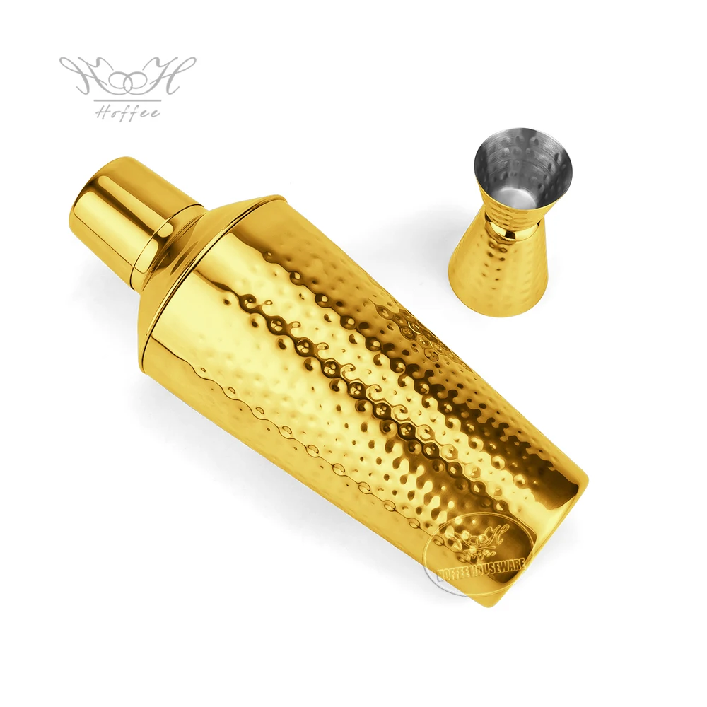 Gold Plated 700ml Bar Cocktail Shaker Set Bartender Drink Mixer Cobbler Cocktail Shaker Kit With 20/40ml Double Jigger