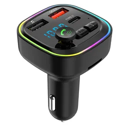 Qc3.0 Fast Charging Wireless Handsfree Car Kit Stereo Bass Fm Modulator Transmitter Car FM Transmitter Type C Car Mp3 Player