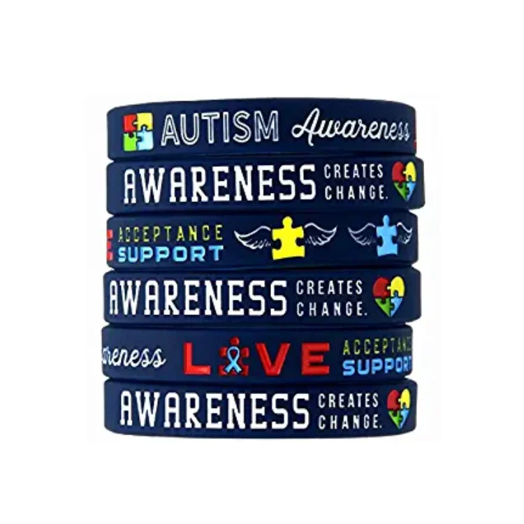 Autism Bracelet Inspirational Autism Awareness Wristbands Autism Colorful Silicone Motivational Wristbands for Kids Adult Man