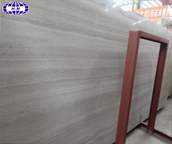 Competitive Factory Supply Natural White Teak Wood Wooden Grain Marble Slab