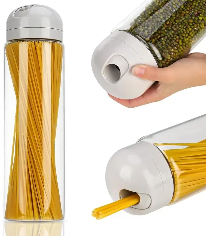 Glass Spaghetti Pasta Storage Container with Lids Glass Food Storage Jar  Clear Airtight Food Storage Jar for Spaghetti