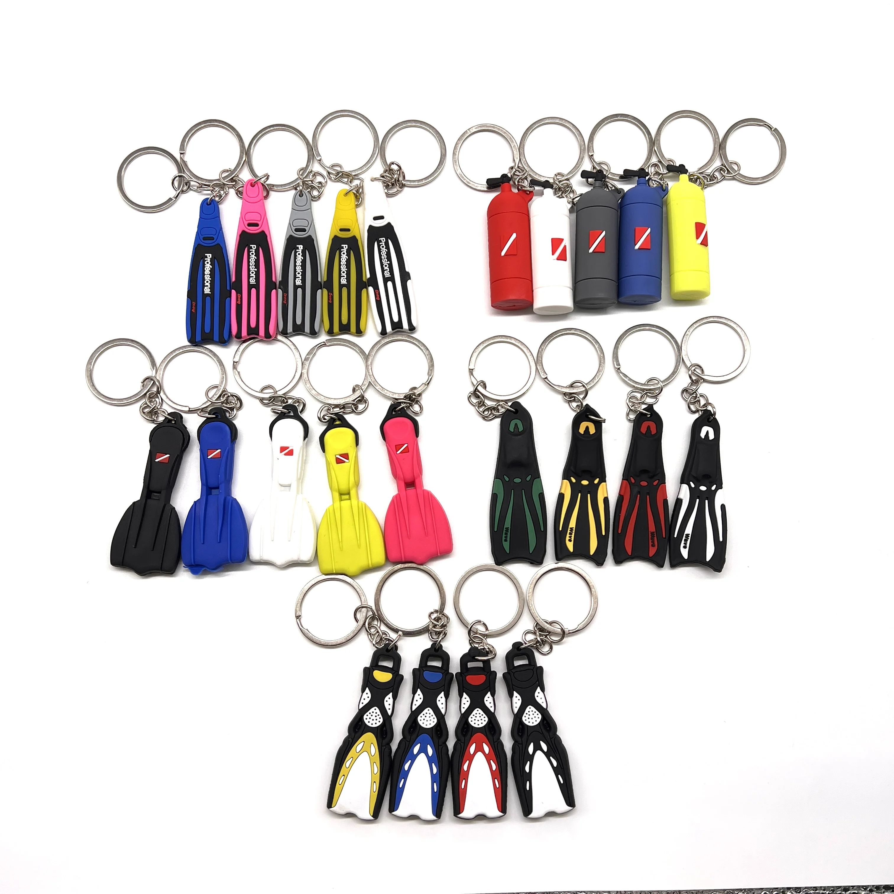 Rubber fin tank keychain mini scuba tank keychain gift souvenir