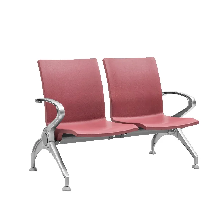 Factory customizable polyurethane (PU) waiting chair, super load-bearing aluminum alloy hands and feet 2-seater airport chair.