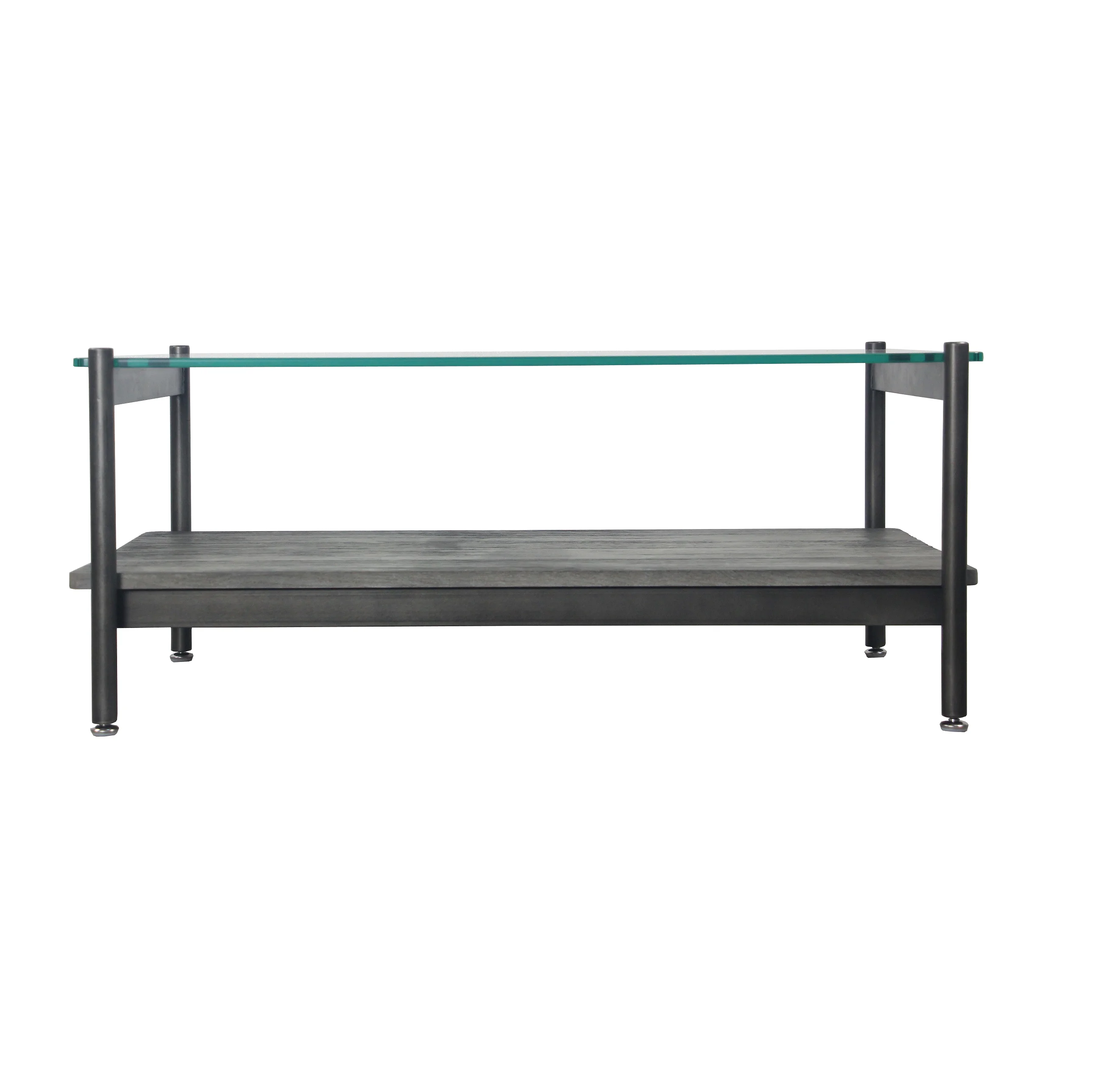 WOOD COFFEE TABLE WITH GLASS TOP