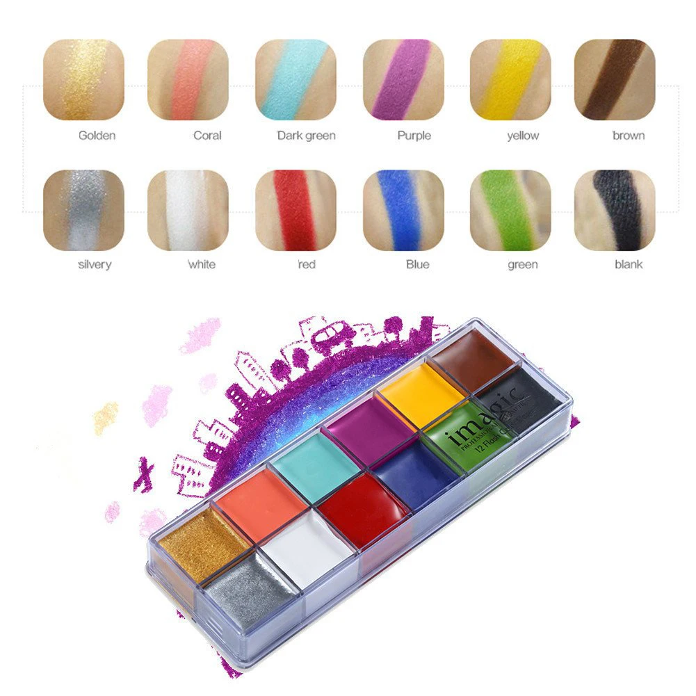 Ready Stock  12 Colors Waterproof Face Body Paint Festival Party Makeup Face Body Painting