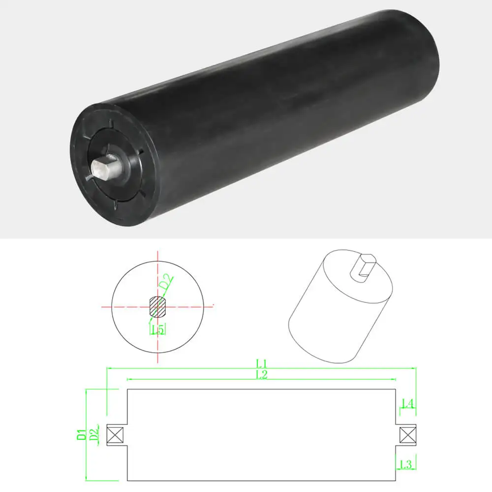 Antistatic belt conveyor take-up pulley HDPE roller carring roller