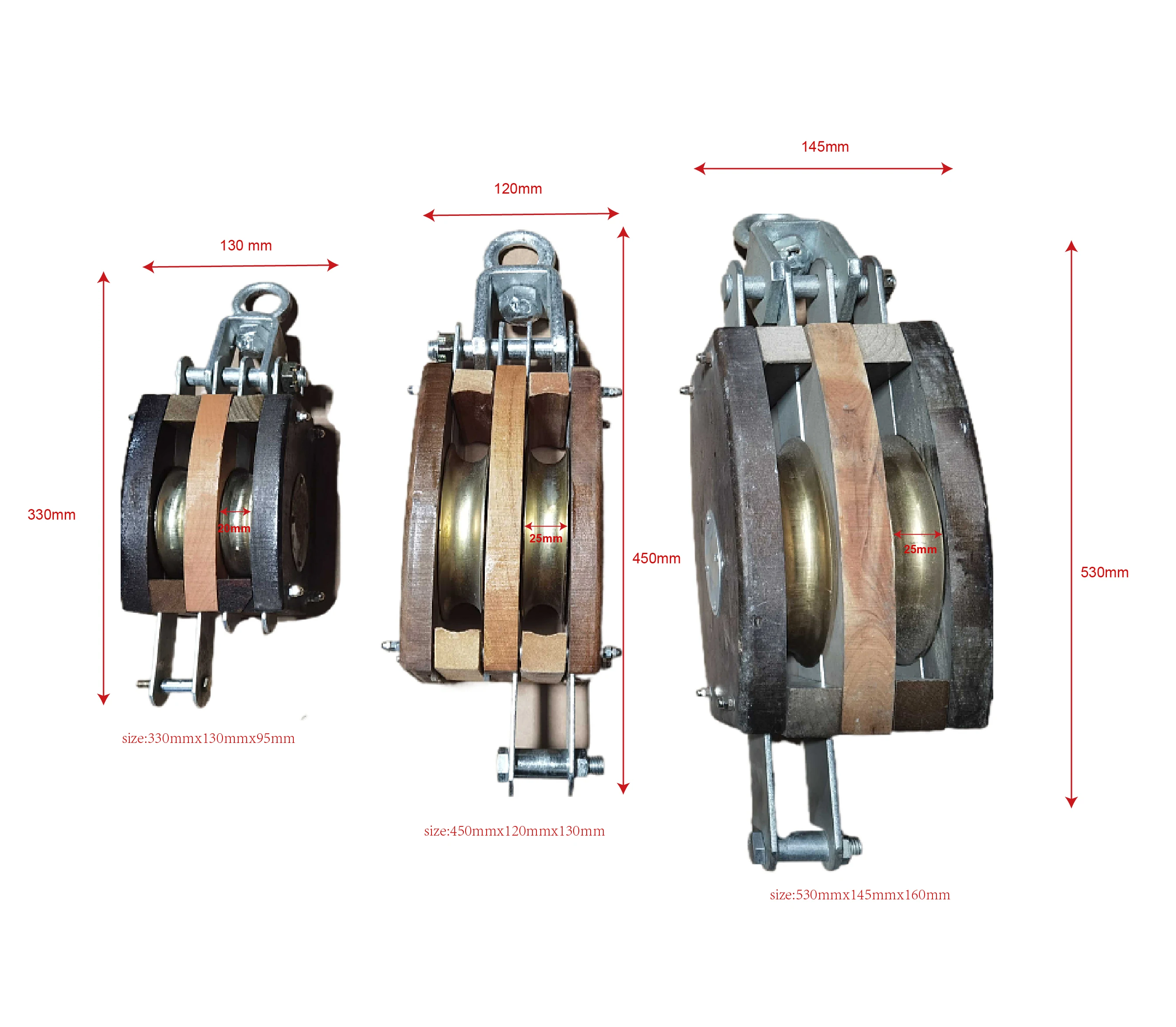 IMPA 231651 MARINE DOUBLE WOODEN  PULLEY BLOCK WOODEN BLOCK WITH HOOK