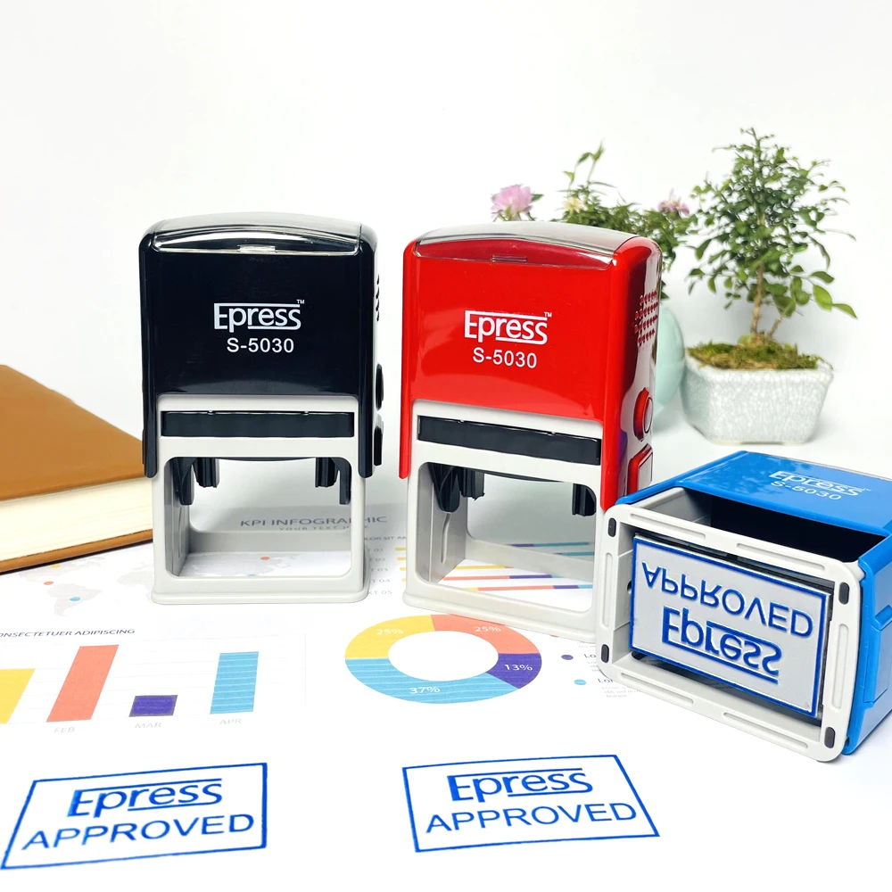 Custom Rubber Seal Stamp Machine 50 * 30 mm Rectangle Shiny Self Inking Stamp Making Machine Automatic Office Seal Stamp Machine