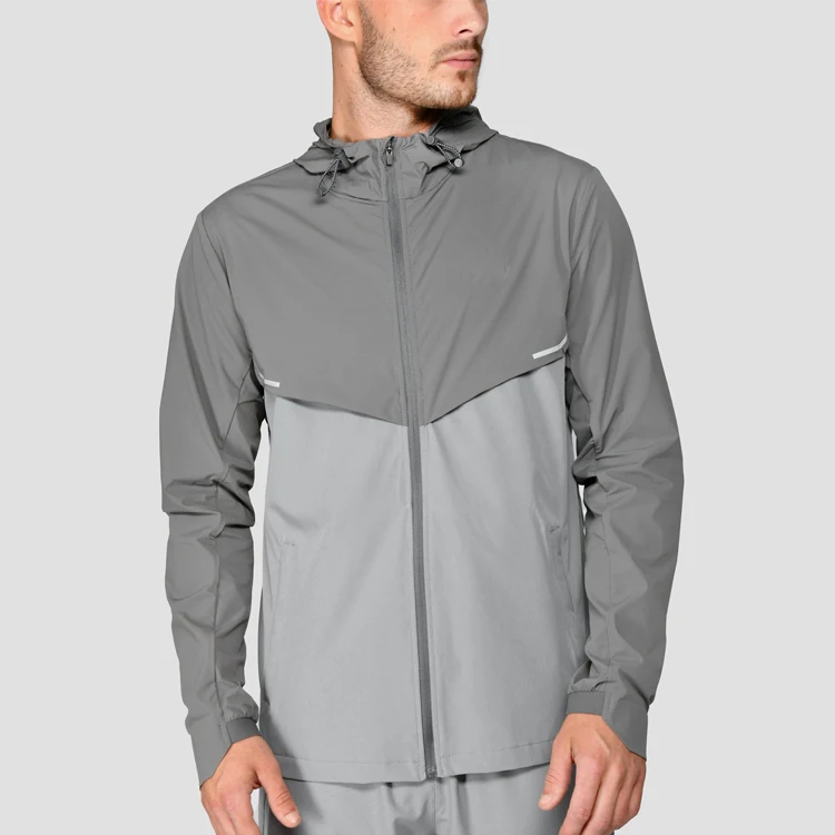 Hot Selling Color Contrast 100% Polyester Waterproof Lightweight Outdoor Running Athletics Jackets For Men