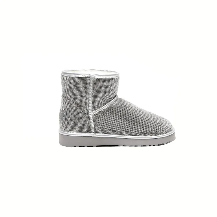 2024 women fashion comfortable winter warm sheep fur bling bling rhinestone snow boot