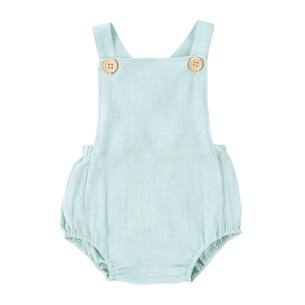 Summer strap rompers wholesale 100% cotton and linen sling triangle organic sleeveless romper baby bodysuit