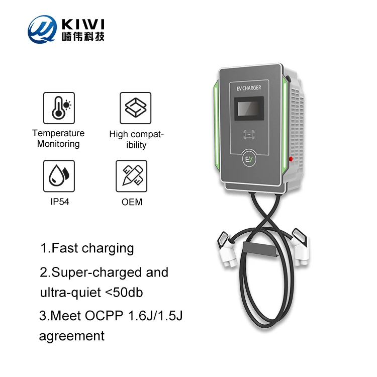 multi-language support evse electric dc ev fast bidirectional car wall charging stations WITH led