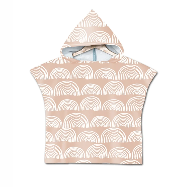 Custom Sand Free Quick Dry Hooded Poncho Rainbow Beach Towel  Kids