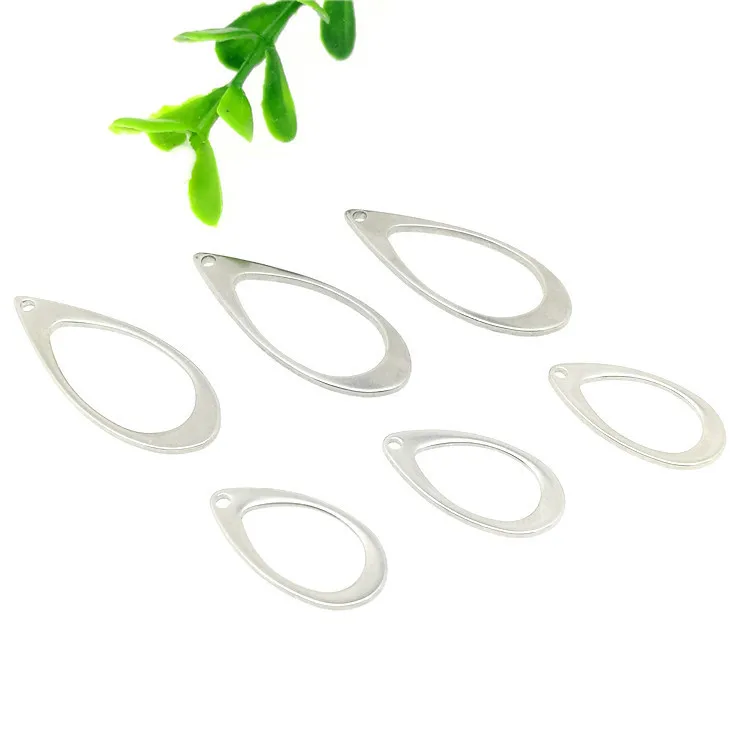 Stainless Steel Hollowed Waterdrop Frame Charm Pendants For DIY Earrings Necklace Bracelet Jewelry Making Accessories