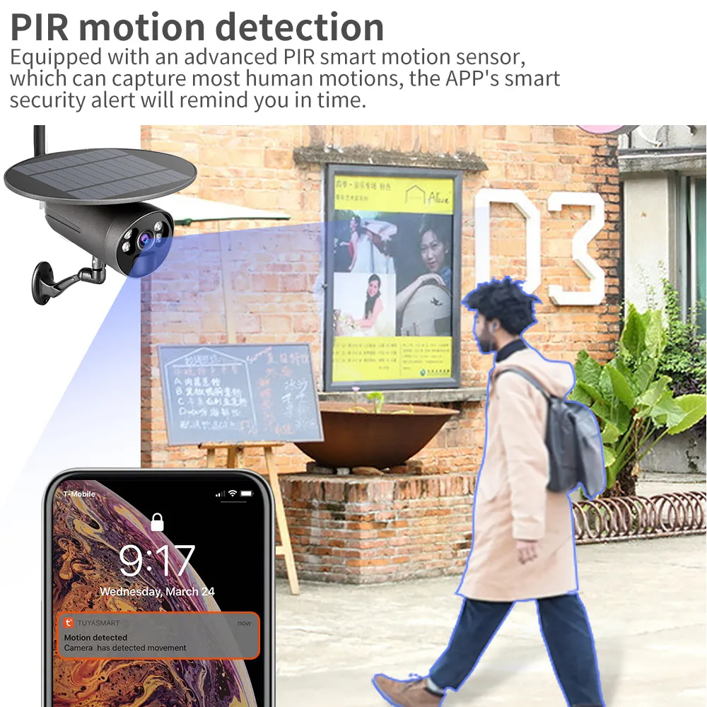 BST-JG-5L solar camera factory outdoor waterproof wireless tuya app two-way voice 1080P color night vision battery solar 4G cam