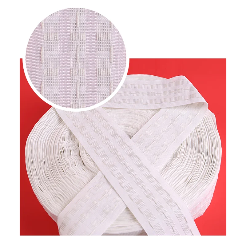 Wholesale 7.8cm white polyester curtain tape Opaque shrink belt for curtain