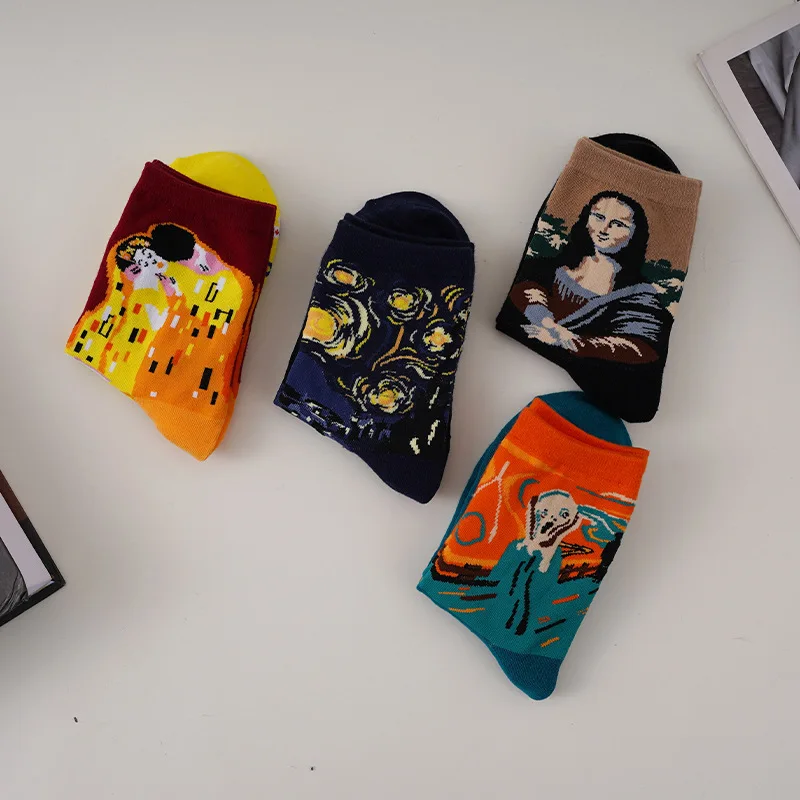 Designer Funny Cartoon Socks Personality Colorful Novelty Street Style Crew Socks Funny Cotton Mid Tube Movie Socks For Women