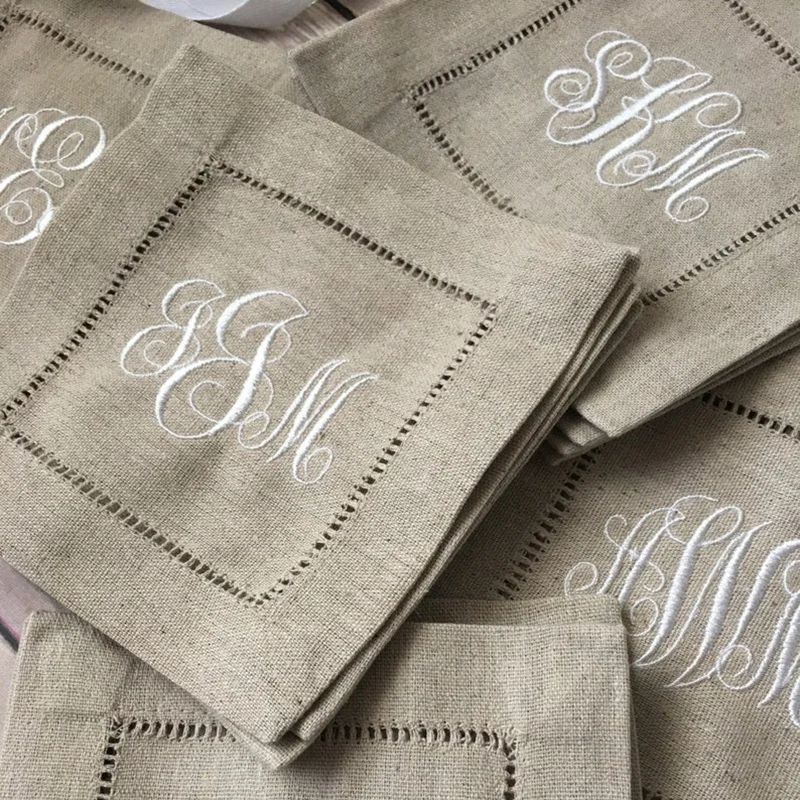 Ramie Cotton Hemstitch Cocktail Napkin Cloth